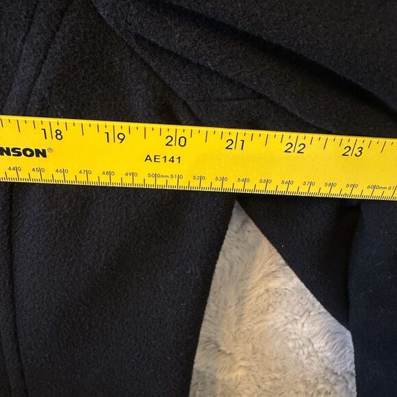 Fleet‎ Street Coat Women’s Size Large Button Front Long Collared Black - Picture 11 of 15